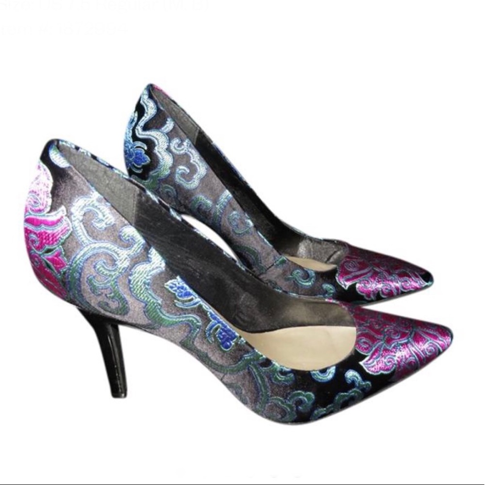 9&CO Multi-color Floral Paisley Print Heels